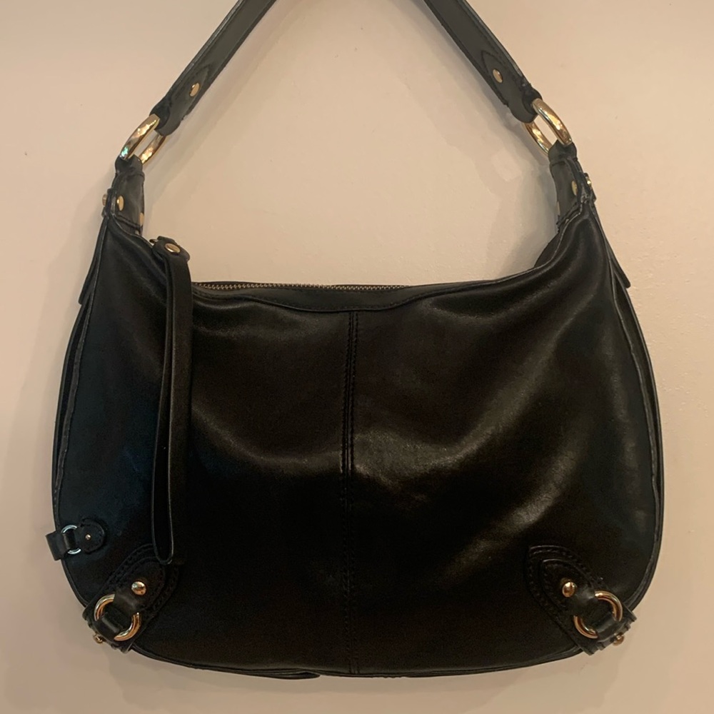 Cole Haan black genuine leather shoulder hobo bag